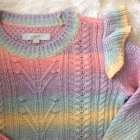 LOFT Rainbow Soft Sweater Ruffle - Picture 5 of 7